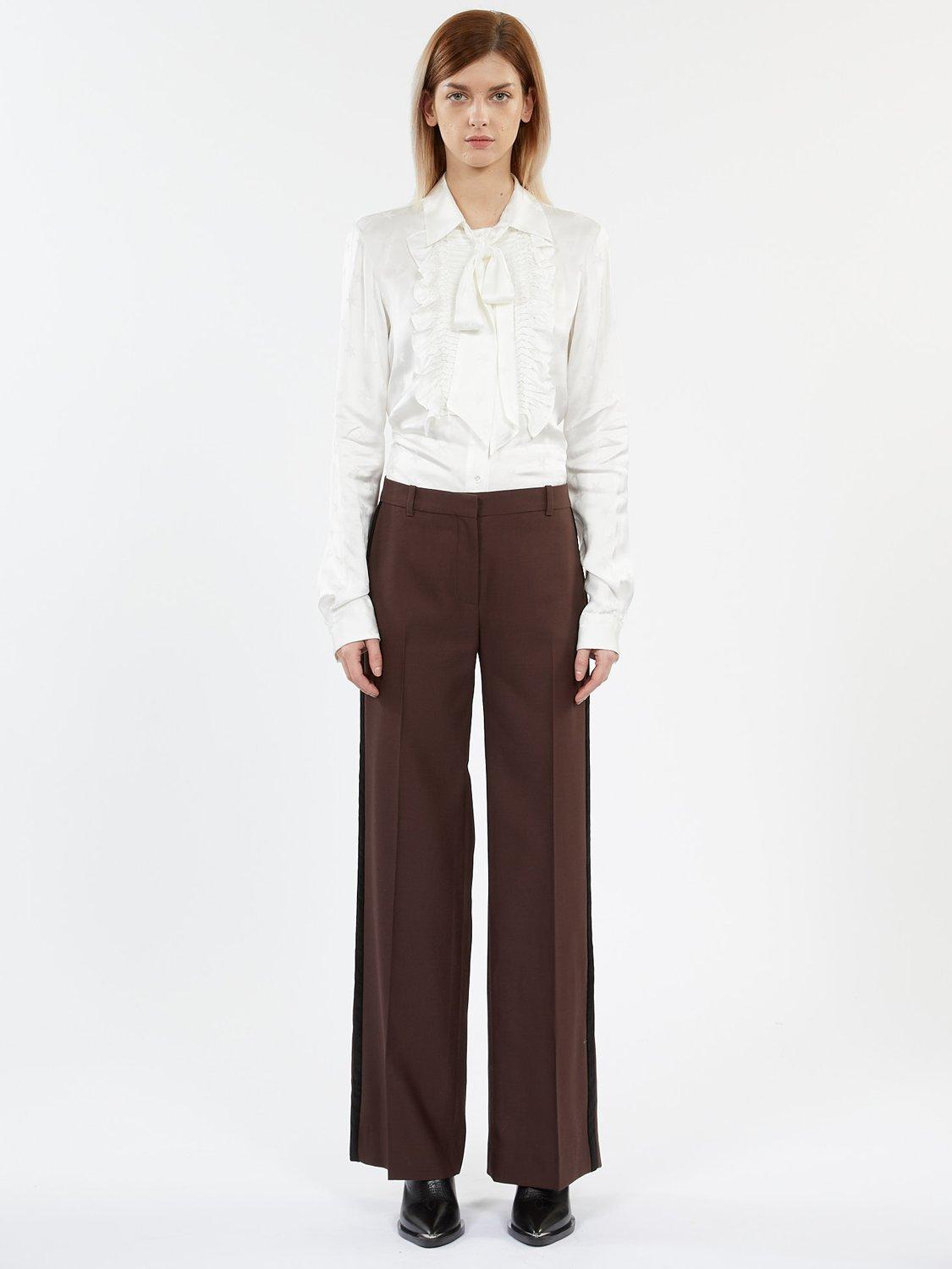 THE KOOPLES Wide Leg Wool Trousers, Brown