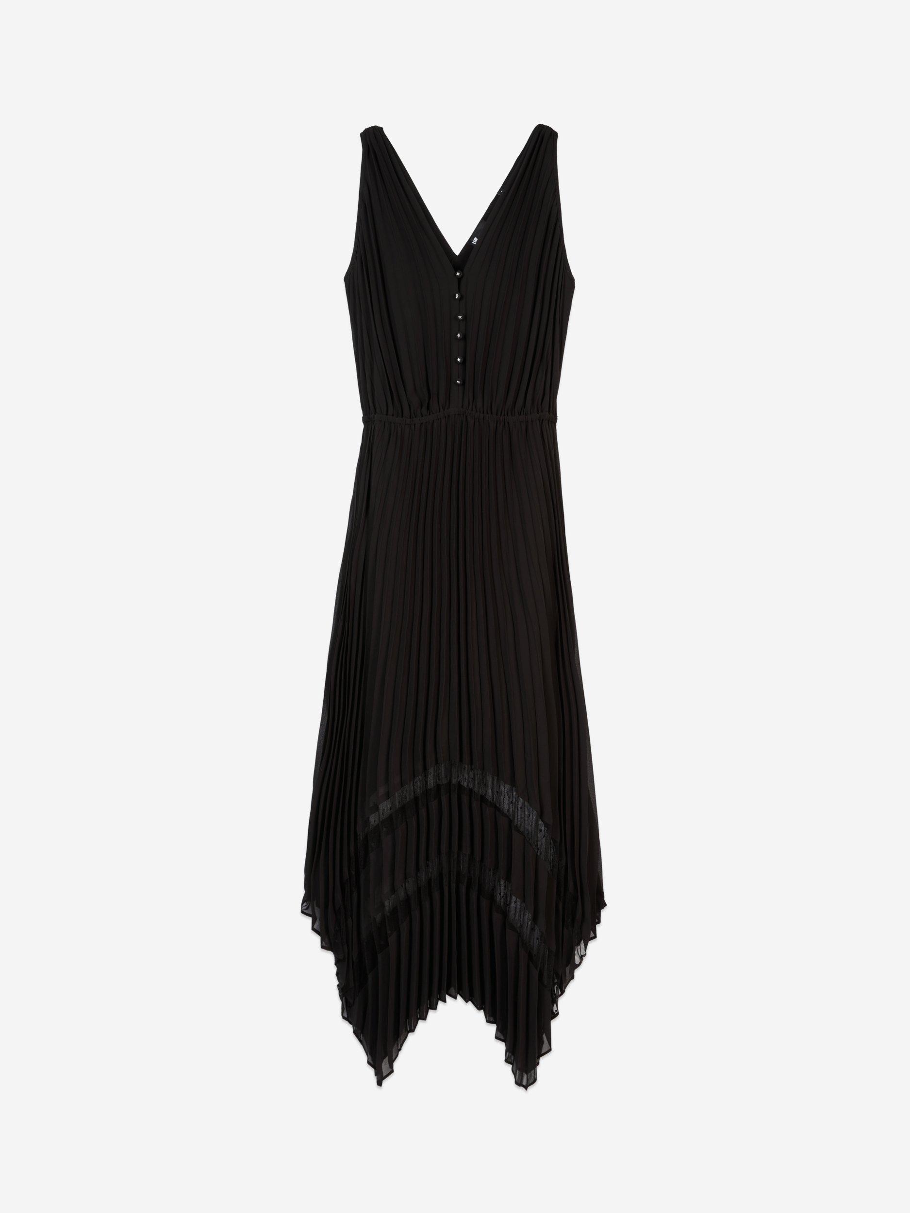 Product image 6 of 7, which shows THE KOOPLES Sleeveless Pleated Midi Dress, Black, 8