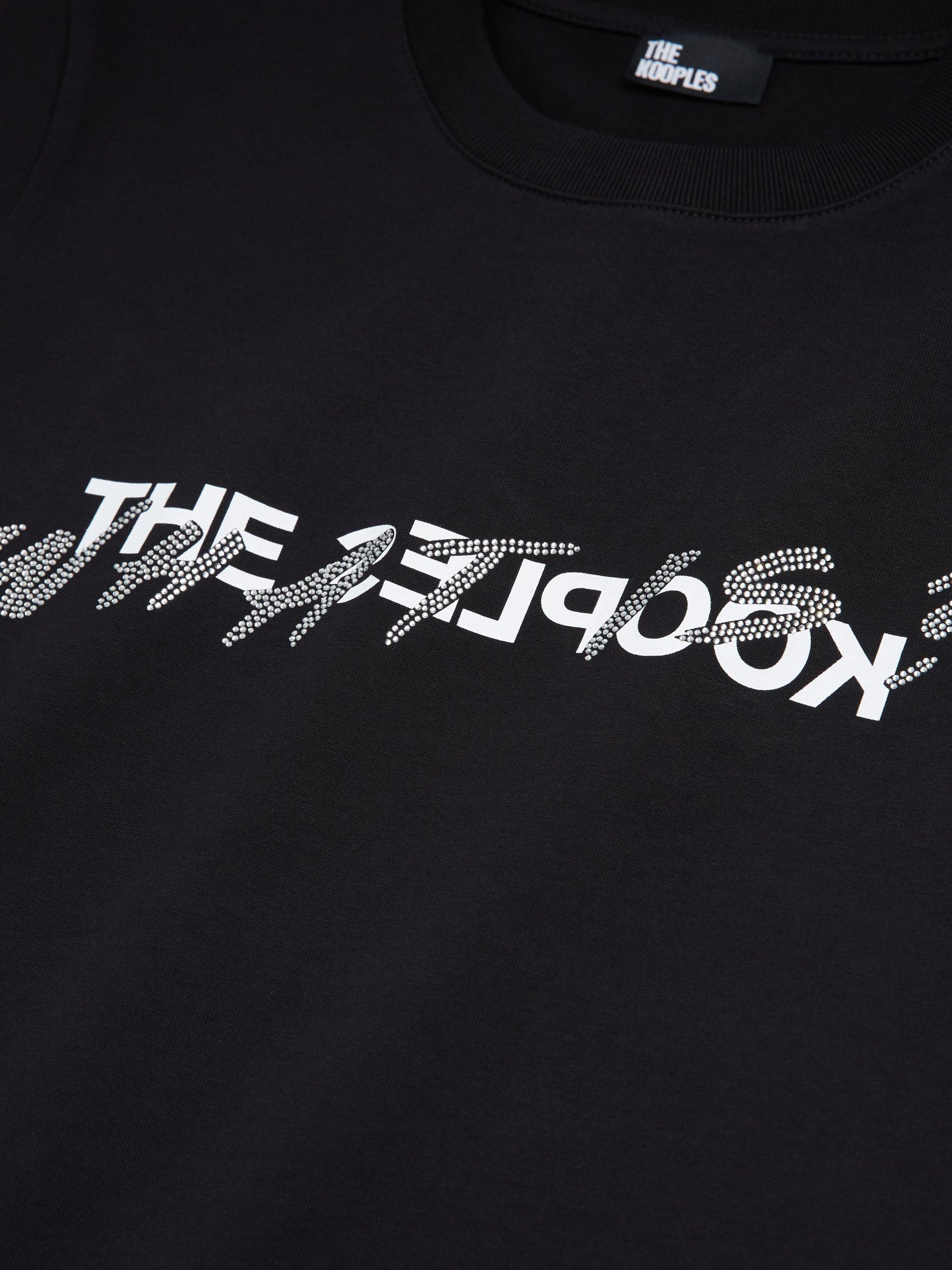Product image 6 of 7, which shows THE KOOPLES Rhinestone Logo T-Shirt, Black, 6