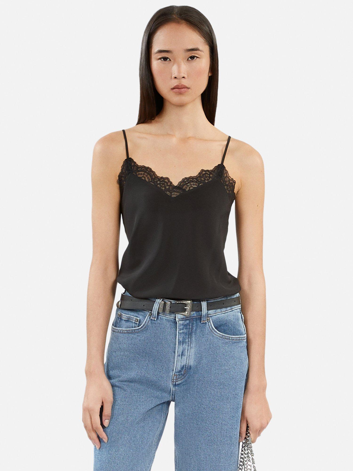 Product image 5 of 7, which shows THE KOOPLES Silk Lace Camisole Top, Black, 8