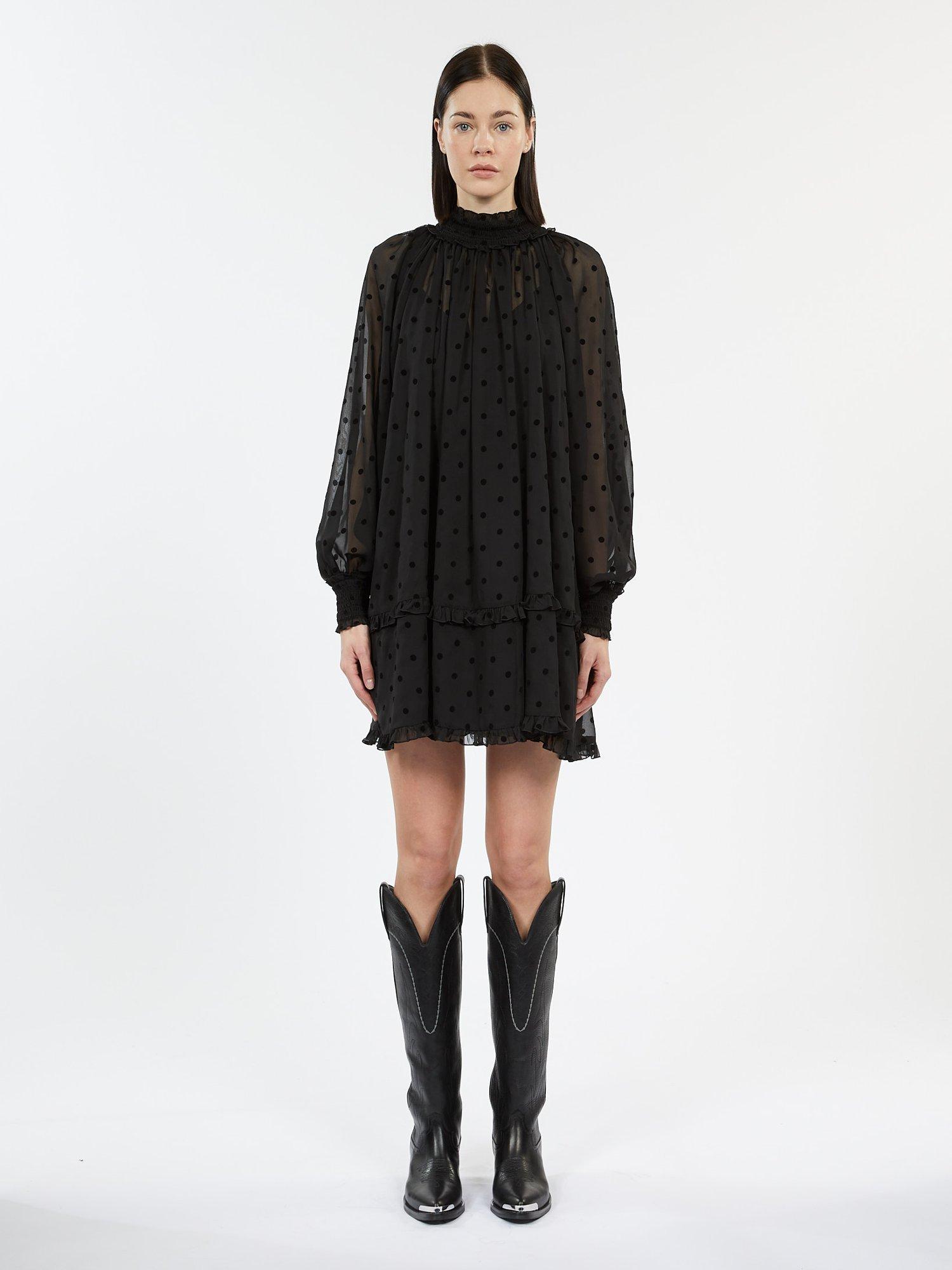 THE KOOPLES Spot Print Sheer Mini Dress, Black
