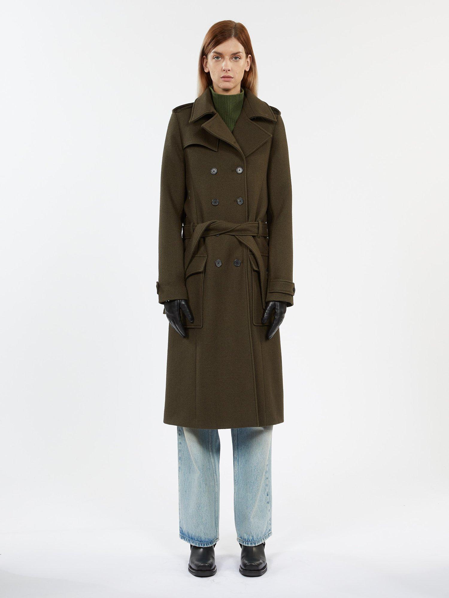 THE KOOPLES Double Breasted Wool Trenchcoat, Khaki