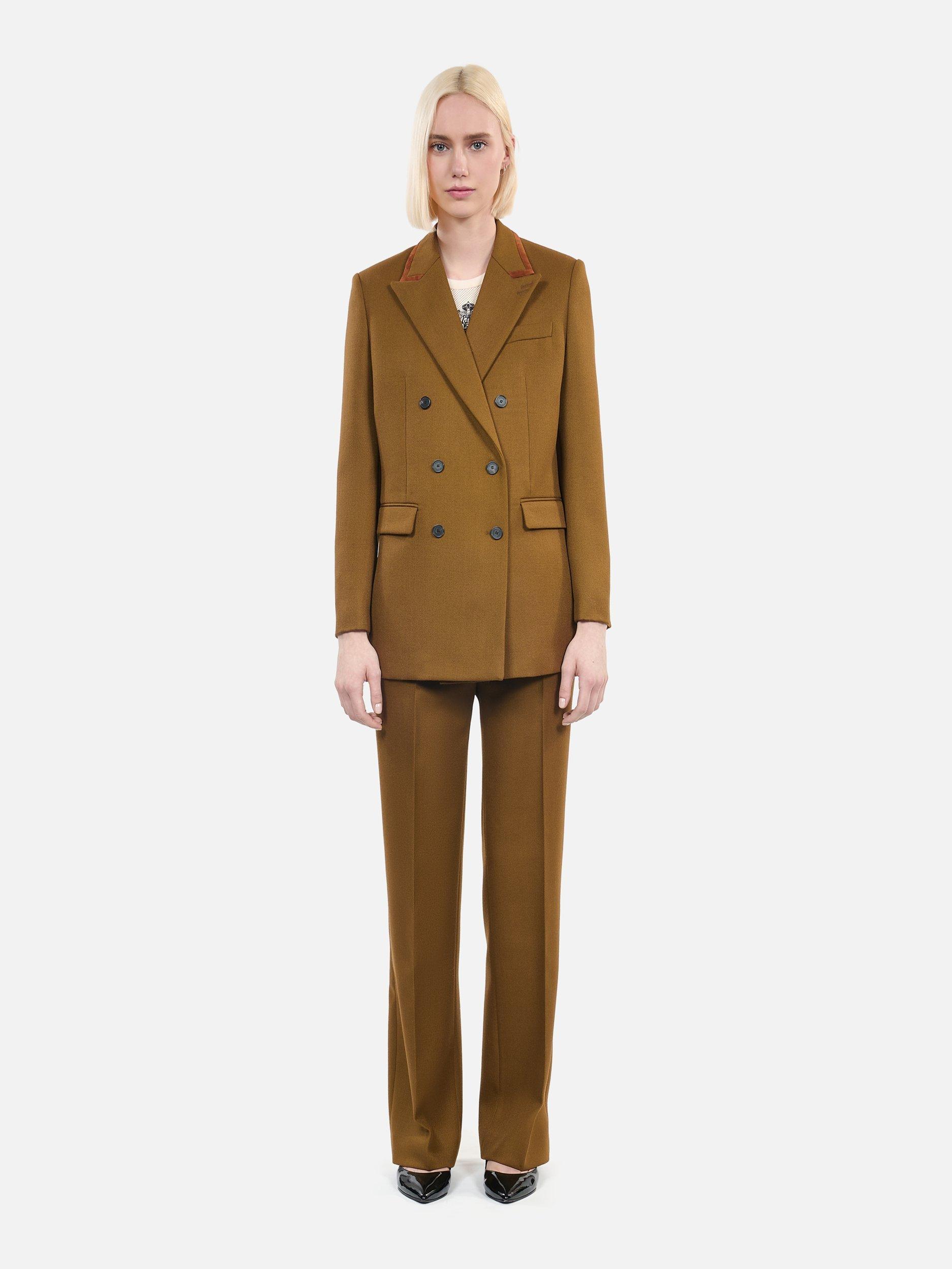 Product image 1 of 5, which shows THE KOOPLES Double Breasted Wool Suit Jacket, Khaki, 36