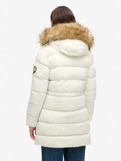 Superdry Everest Mid Faux Fur Puffer Jacket - view 2, Off White
