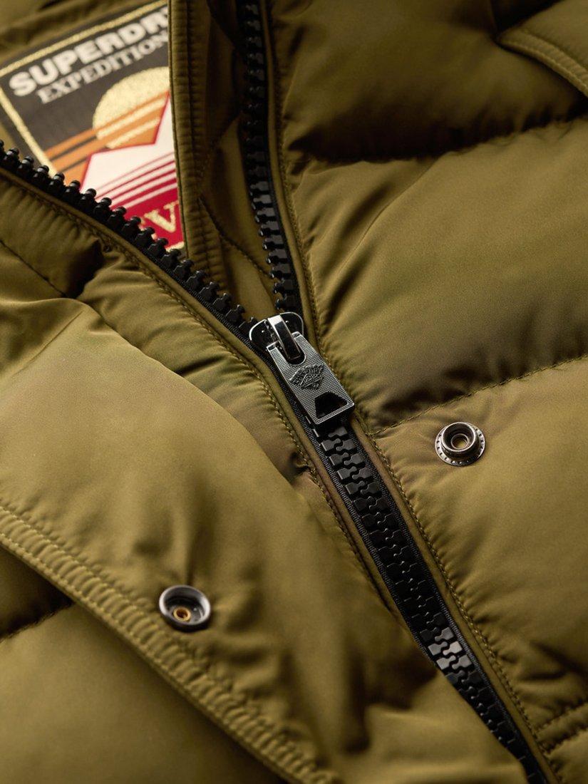 Product image 5 of 5, which shows Superdry Everest Mid Faux Fur Puffer Jacket, Dark Olive, 8