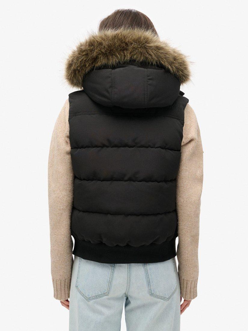 Product image 2 of 5, which shows Superdry Everest Faux Fur Gilet, Black, 8