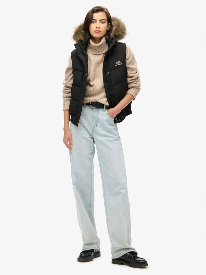 Product image 3 of 5, which shows Superdry Everest Faux Fur Gilet, Black, 8