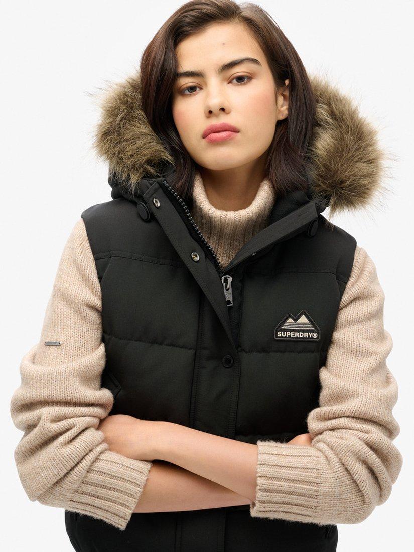 Product image 4 of 5, which shows Superdry Everest Faux Fur Gilet, Black, 8