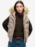 Superdry Everest Faux Fur Gilet, Deep Beige Slub