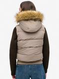 Superdry Everest Faux Fur Gilet, Deep Beige Slub