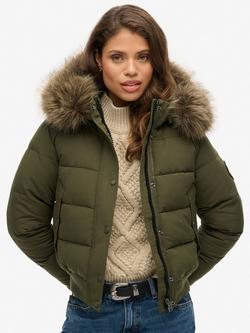 Superdry Everest Hooded Bomber Jacket, Army Khaki