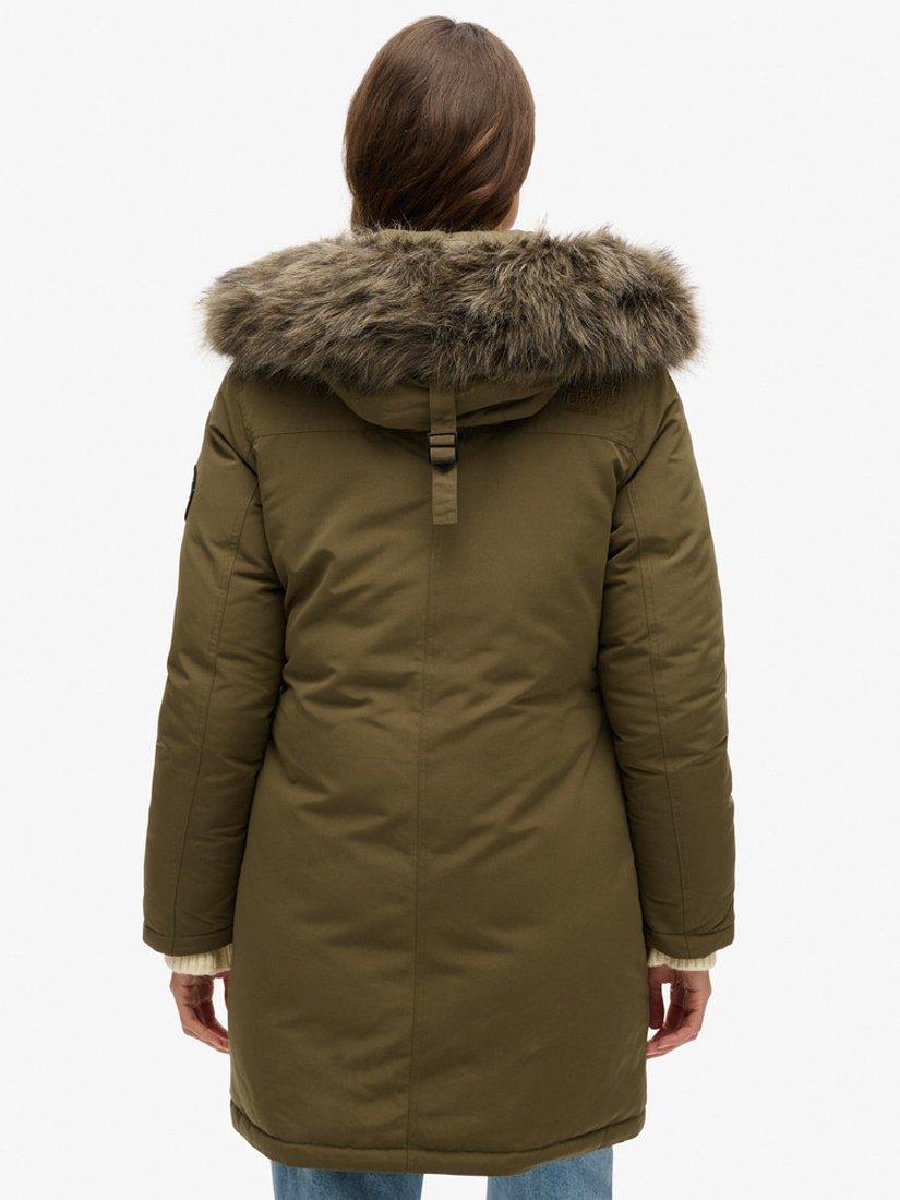 Product image 2 of 6, which shows Superdry Everest Faux Fur Parka Jacket, Dark Olive, 8