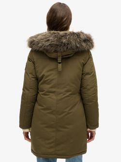 Superdry Everest Faux Fur Parka Jacket - view 2, Dark Olive