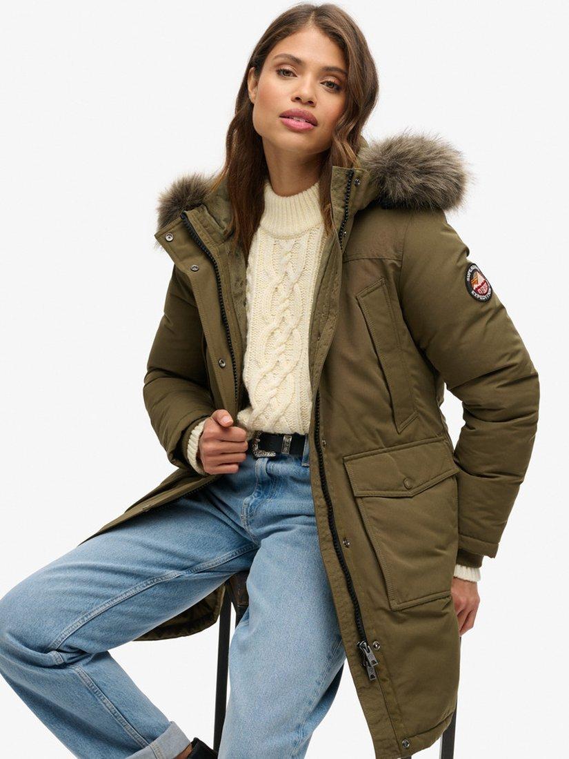 Product image 5 of 6, which shows Superdry Everest Faux Fur Parka Jacket, Dark Olive, 8