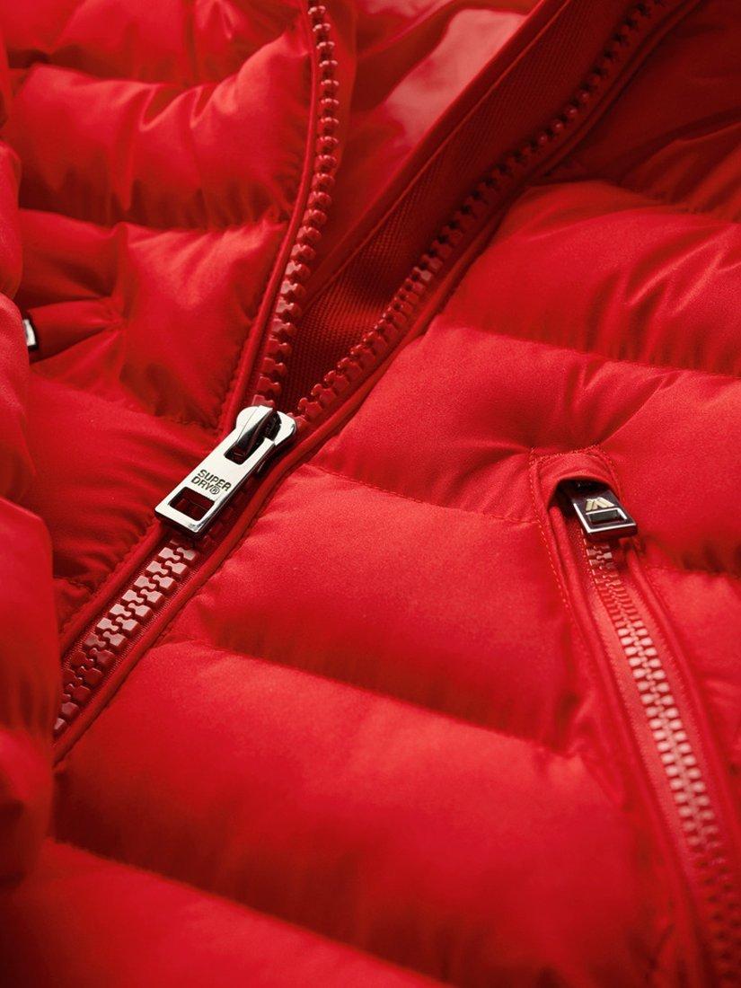 Product image 6 of 6, which shows Superdry Fuji Faux Fur Hood Mid Length Coat, Dark Red, 8