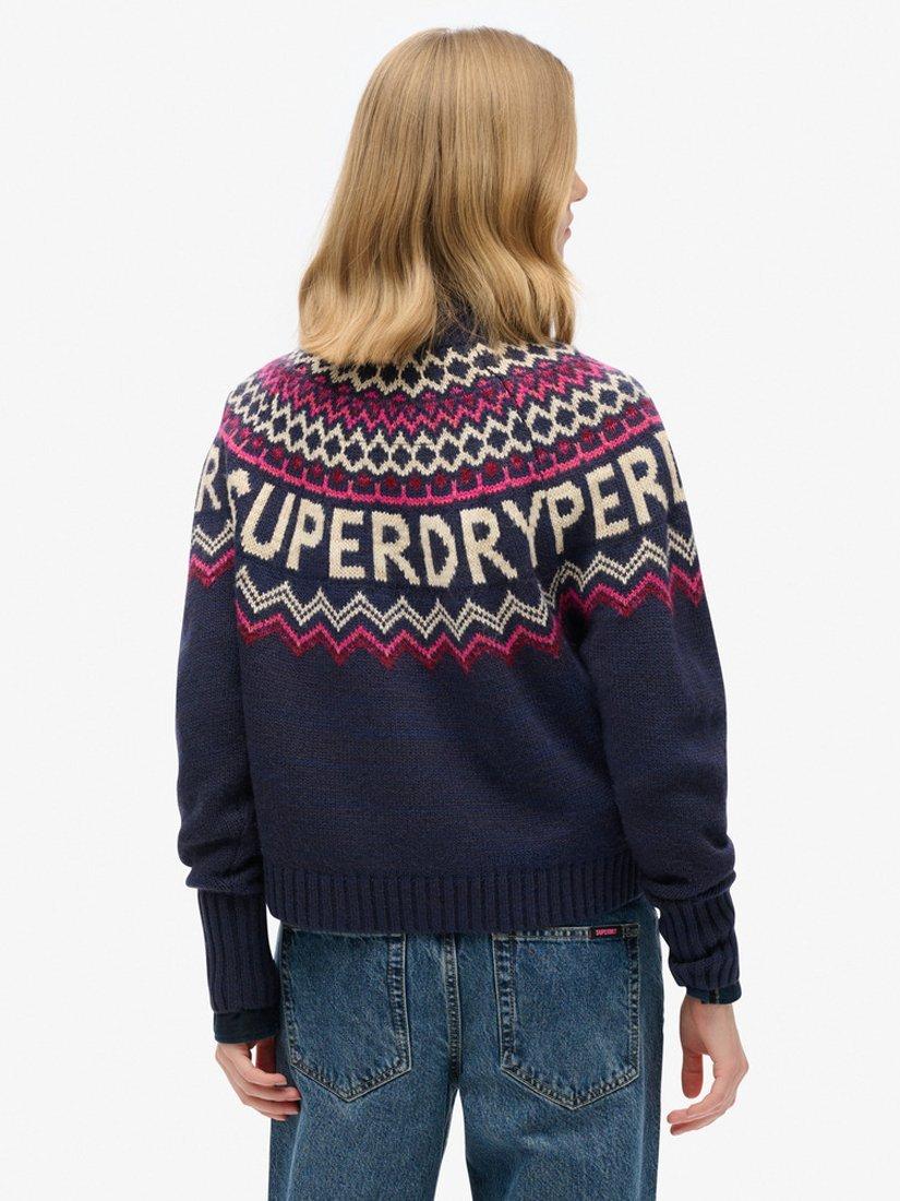 Product image 2 of 5, which shows Superdry Fair Isle Jumper, Island Navy/Multi, 8