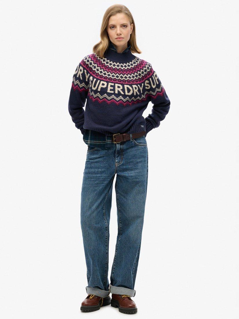Product image 3 of 5, which shows Superdry Fair Isle Jumper, Island Navy/Multi, 8