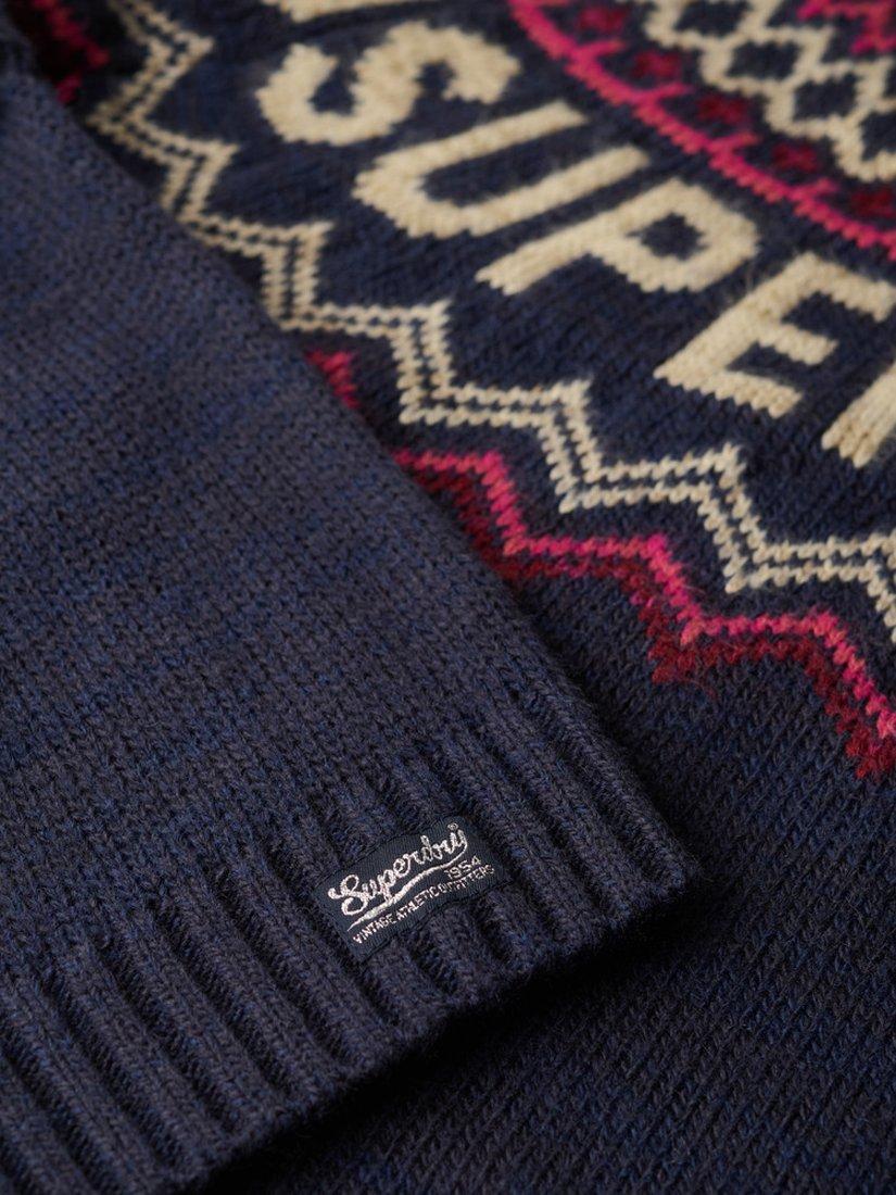 Product image 5 of 5, which shows Superdry Fair Isle Jumper, Island Navy/Multi, 8