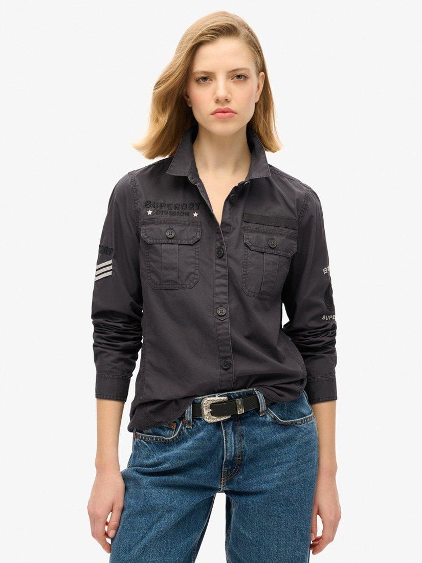 Product image 1 of 6, which shows Superdry Military Organic Cotton Shirt, Blackboard, 8