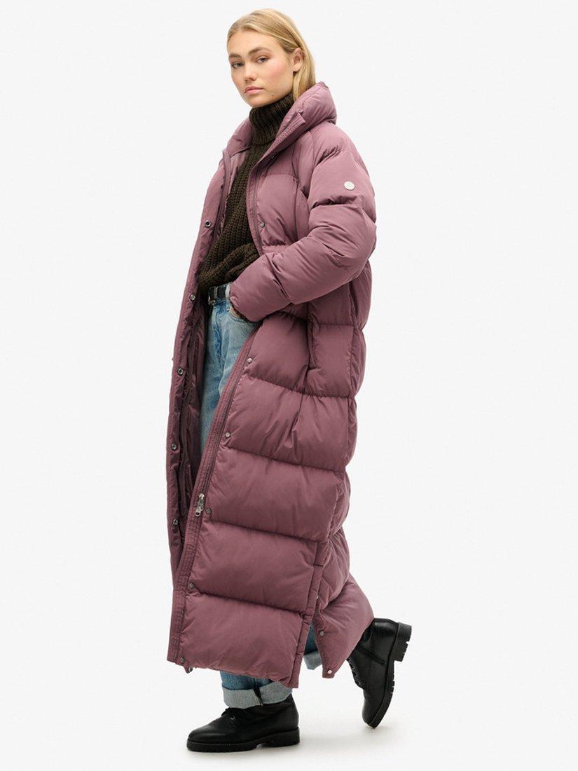 Product image 3 of 5, which shows Superdry Maxi Longline Puffer Jacket, Flint Purple, 8