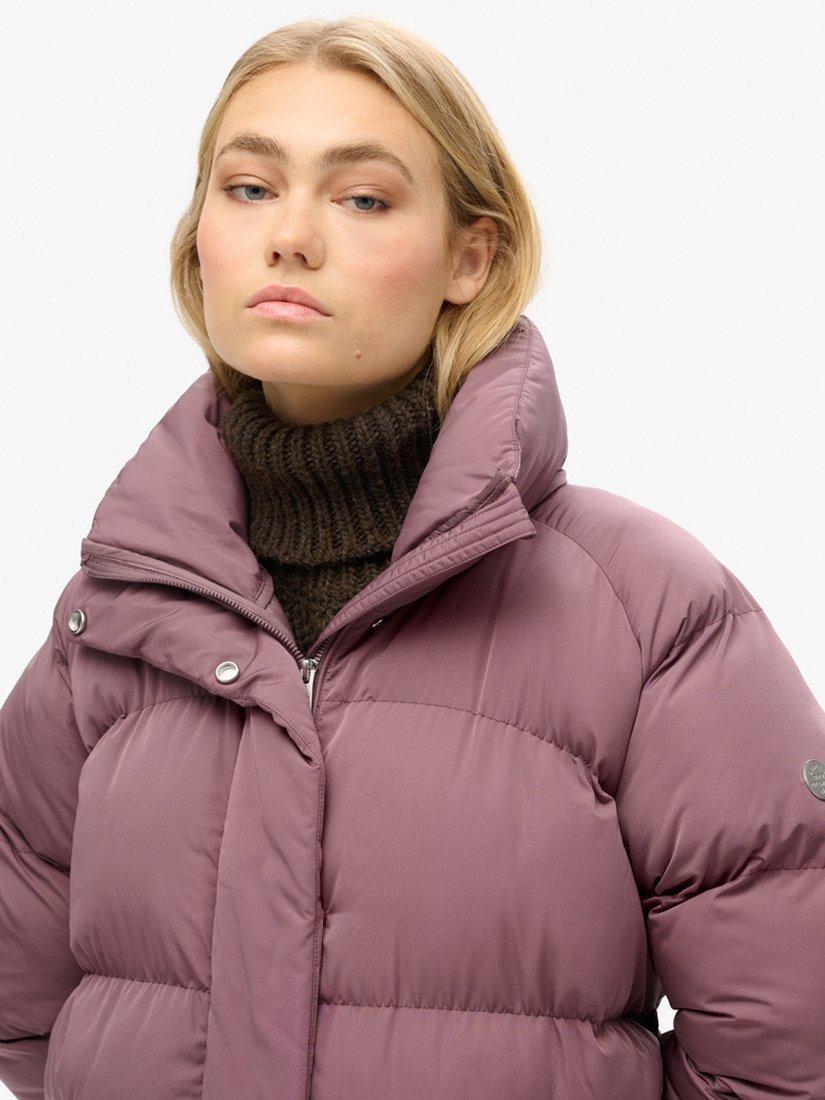 Product image 4 of 5, which shows Superdry Maxi Longline Puffer Jacket, Flint Purple, 8