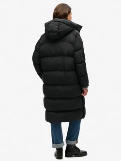 Superdry Longline Hooded Puffer Jacket - view 2, Black