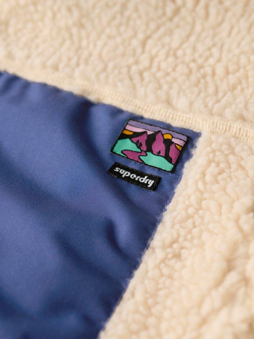Product image 6 of 6, which shows Superdry Vintage Hooded Sherpa Jacket, Vintage Ecru, 8