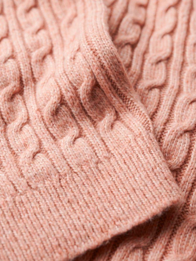 Product image 5 of 5, which shows Superdry Fitted Cable Roll Neck Jumper, Dusty Rose, 8