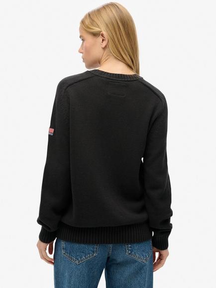 Superdry Organic Cotton Slouchy Knitted Crew Sweatshirt - view 2, Dark Charcoal
