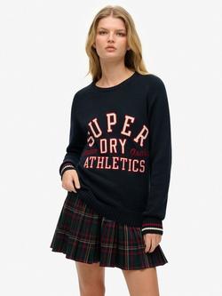 Superdry Slouchy Knitted Graphic Crew Jumper, Deep Navy, Deep Navy