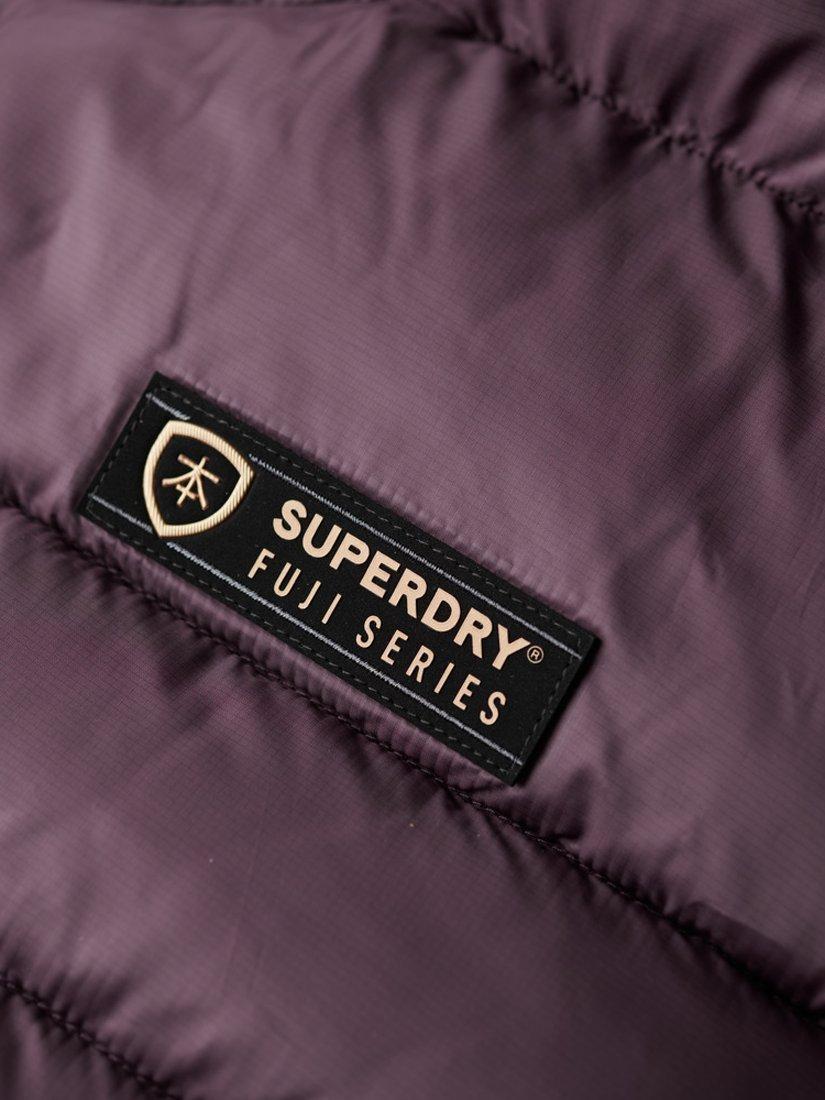 Product image 4 of 8, which shows Superdry Hooded Fuji Quilt Padded Gilet, Aubergine Purple, 8