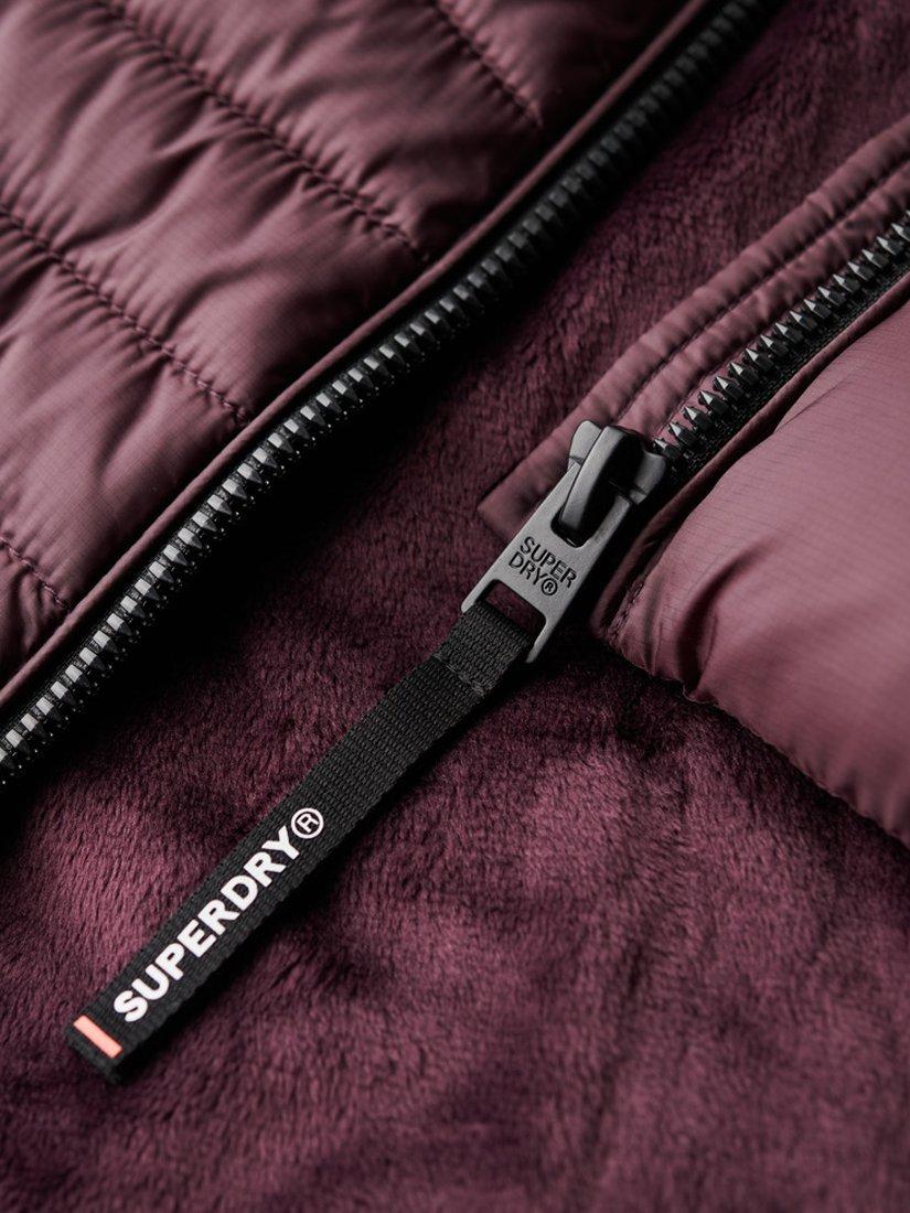 Product image 7 of 8, which shows Superdry Hooded Fuji Quilt Padded Gilet, Aubergine Purple, 8
