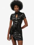 Superdry Mandarin Sequin Mini Dress, Black