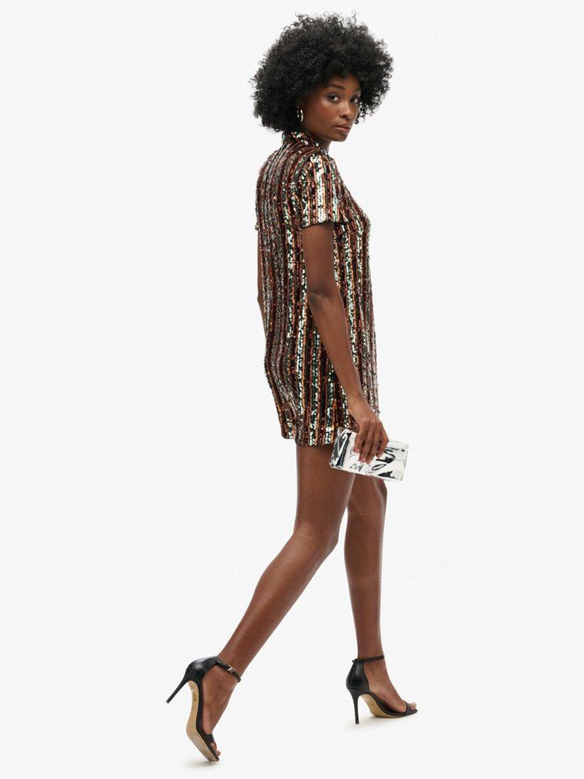 Product image 3 of 5, which shows Superdry Sequin T-Shirt Mini Dress, Multi, 8