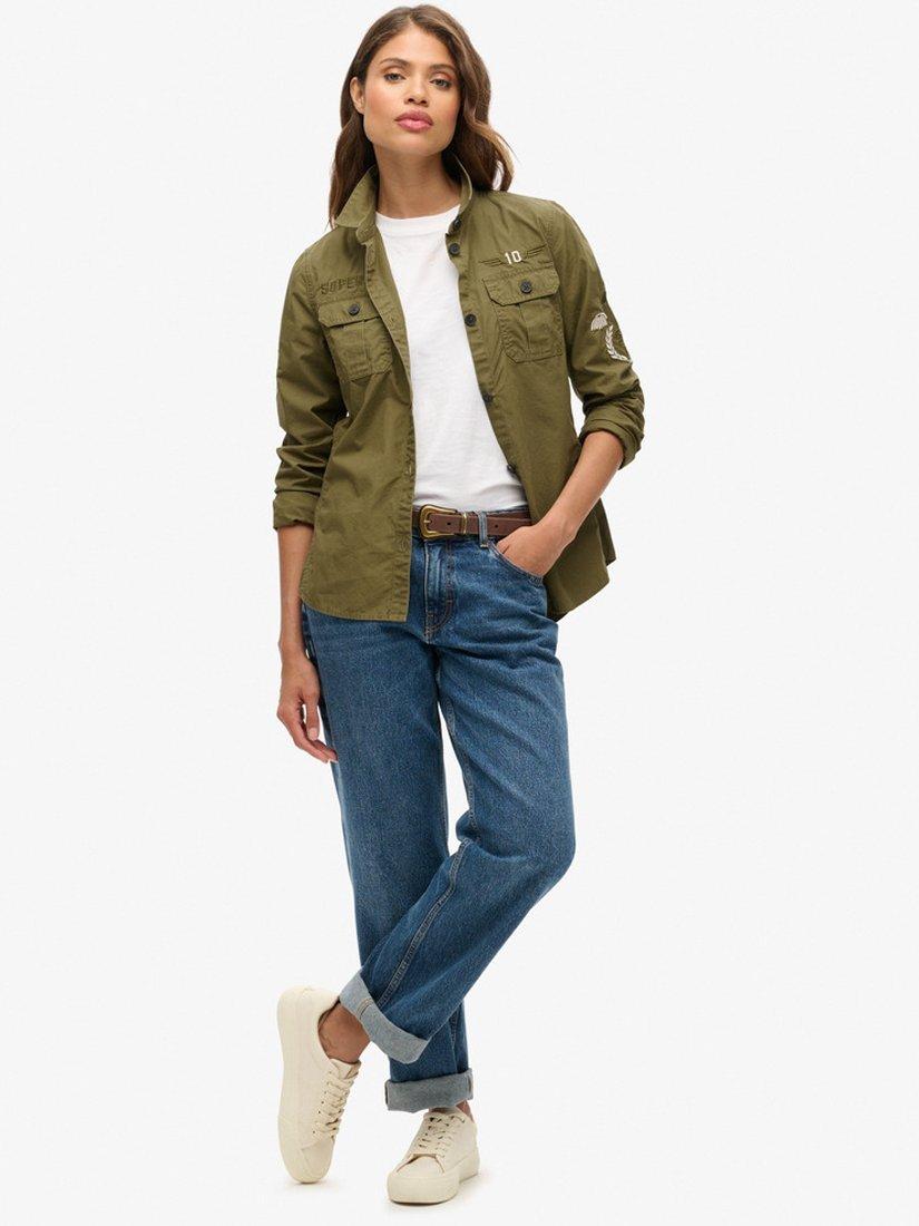 Product image 3 of 5, which shows Superdry Military Organic Cotton Shirt, Burnt Olive, 8
