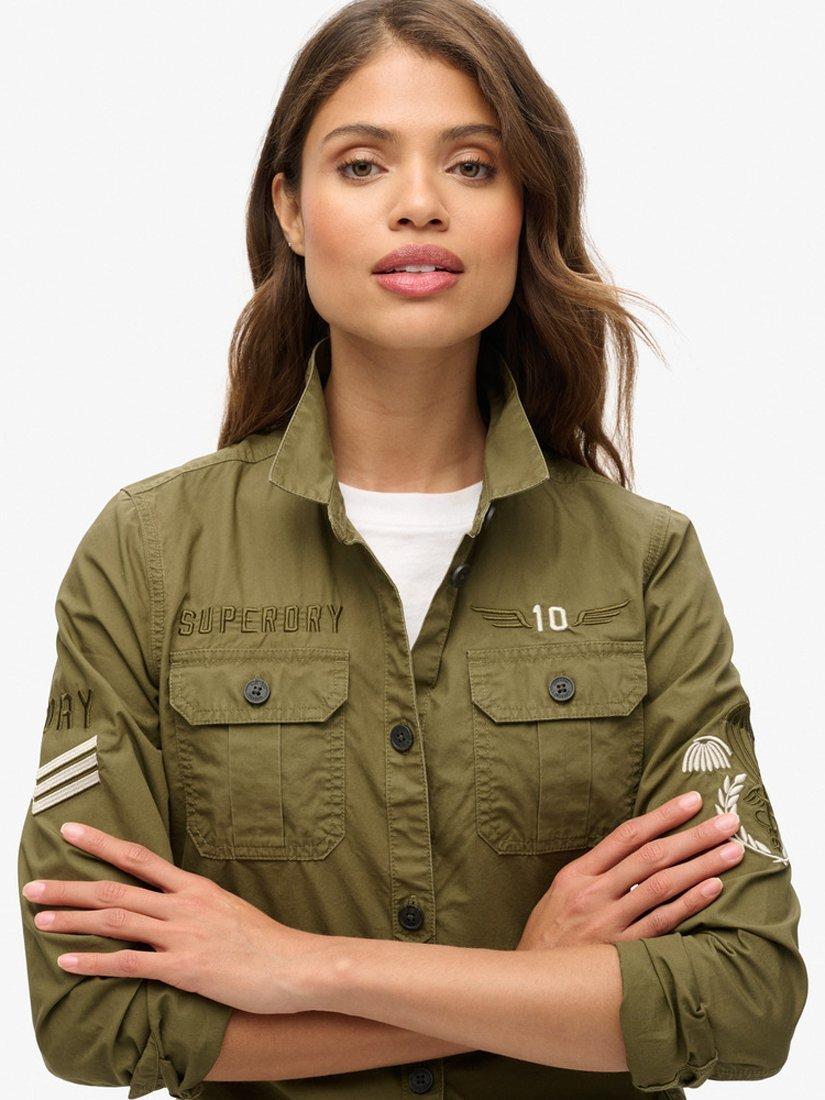 Product image 4 of 5, which shows Superdry Military Organic Cotton Shirt, Burnt Olive, 8