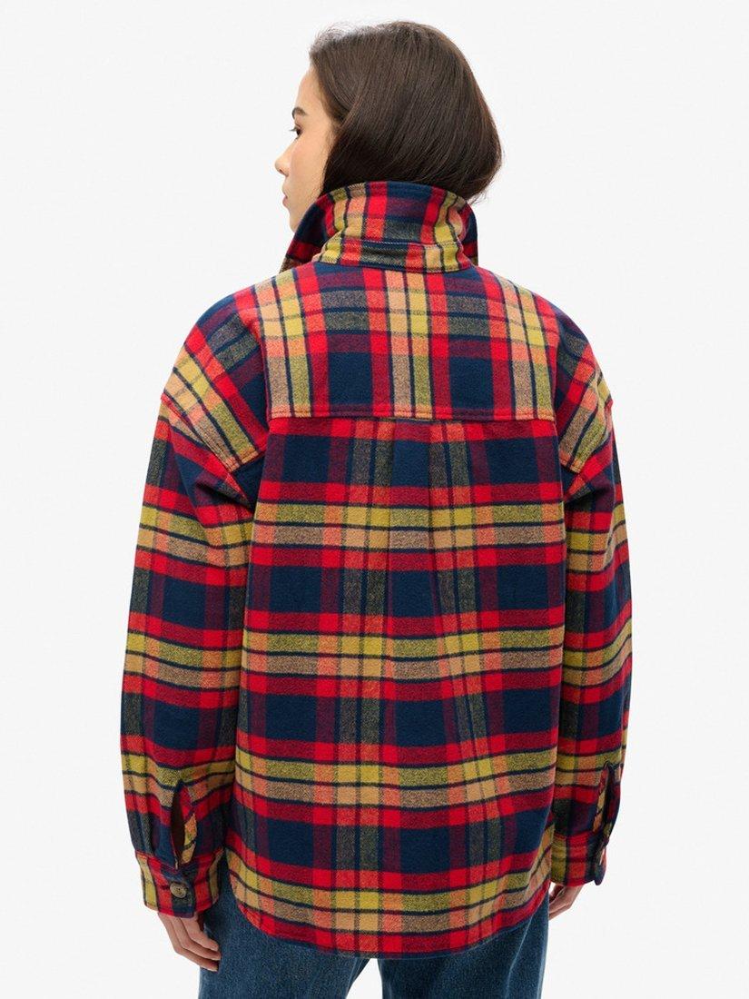 Product image 2 of 5, which shows Superdry Check Flannel Organic Cotton Overshirt, Navy/Red/Yellow, 8