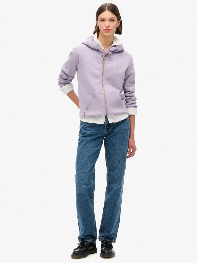 Product image 3 of 6, which shows Superdry Essential Logo Zip Hoodie, Brassica Lilac, 8