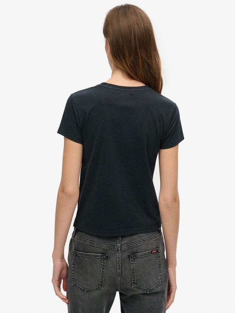 Product image 2 of 5, which shows Superdry Embellished Poster Organic Cotton T-Shirt, Jet Black, 8