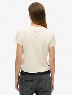 Superdry Tattoo Rhinestone Organic Cotton T-Shirt, Rice White - view 2, Rice White