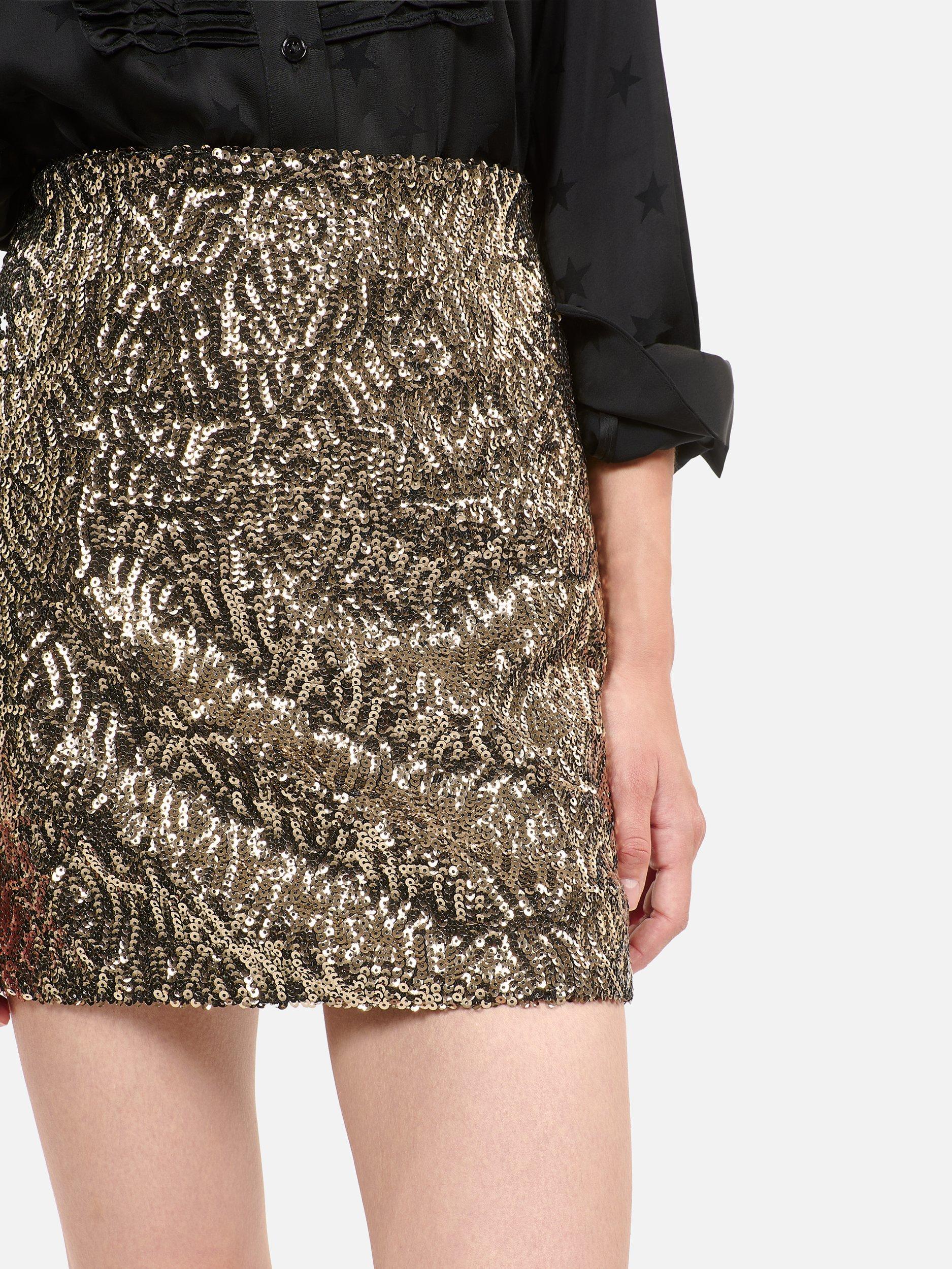 Product image 5 of 7, which shows THE KOOPLES Sequin Mini Skirt, Gold, 12