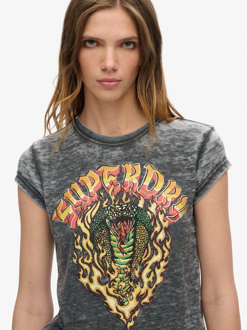 Product image 4 of 5, which shows Superdry Graphic Biker Rock T-Shirt, Black, 8