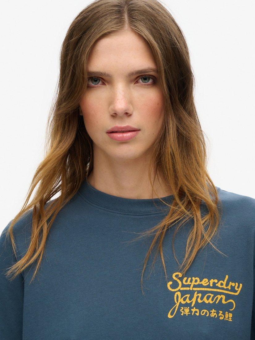 Product image 4 of 5, which shows Superdry Tokyo Rhinestone Organic Cotton T-Shirt, Ink, 8