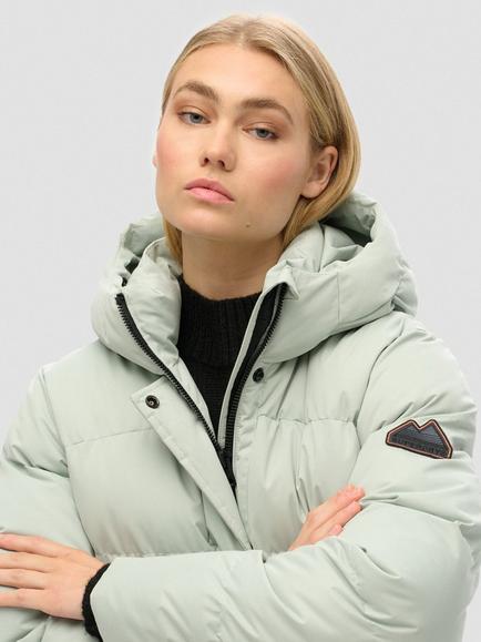 Superdry Microfibre Longline Puffer Jacket - view 2, Puritan Grey
