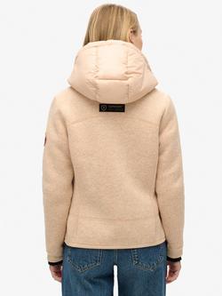 Superdry Hooded Storm Knit Hybrid Jacket, Frappe Beige - view 2, Frappe Beige