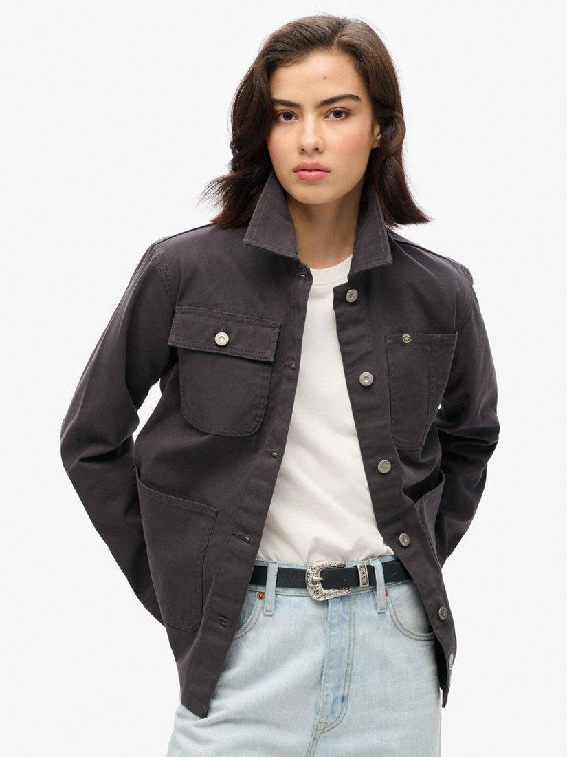 Product image 1 of 6, which shows Superdry Embroidered Chore Jacket, Blackboard, 8