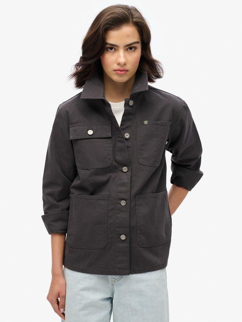 Product image 4 of 6, which shows Superdry Embroidered Chore Jacket, Blackboard, 8