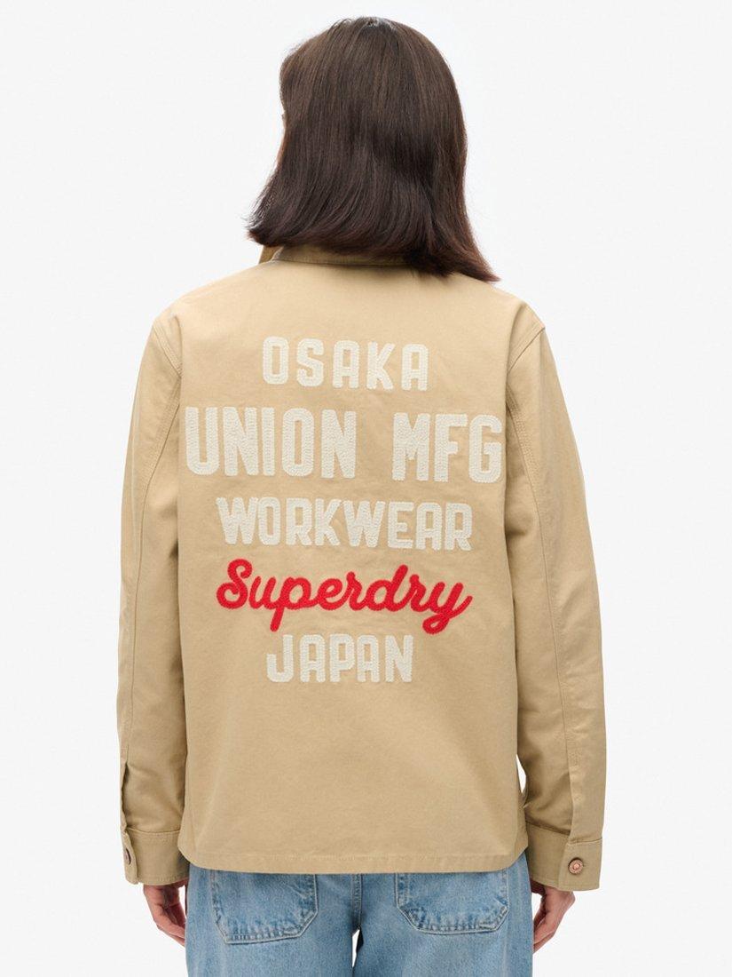 Product image 3 of 6, which shows Superdry Embroidered Chore Jacket, Canyon Beige, 8