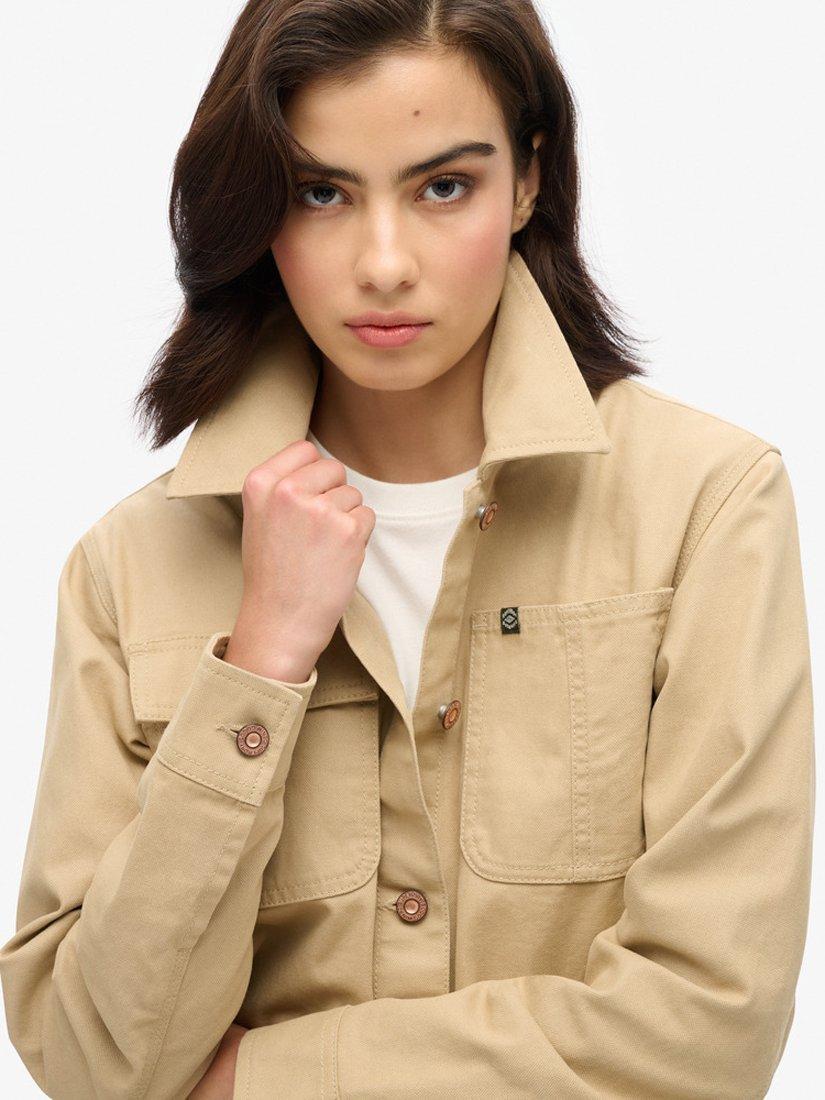 Product image 5 of 6, which shows Superdry Embroidered Chore Jacket, Canyon Beige, 8