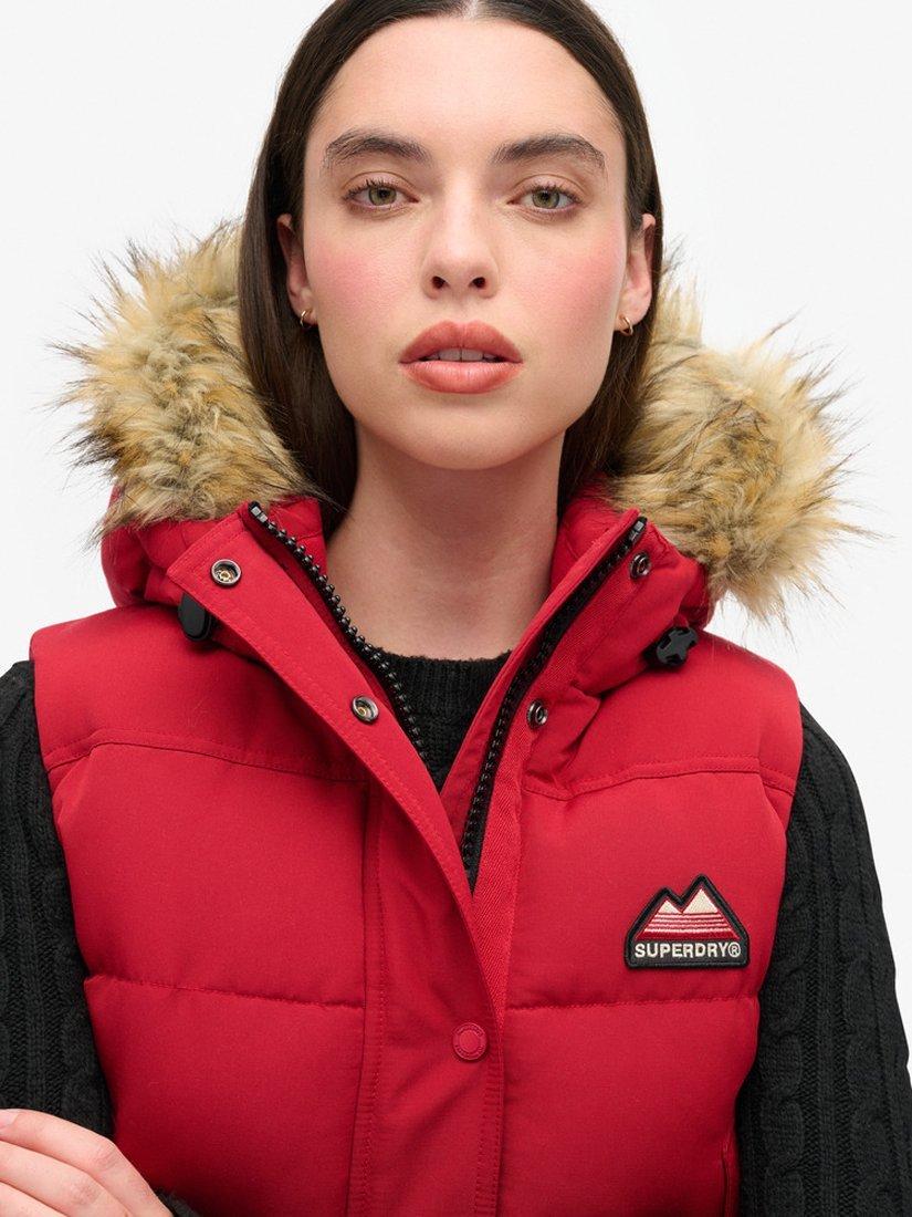 Product image 4 of 5, which shows Superdry Everest Faux Fur Gilet, Barndoor Red, 8